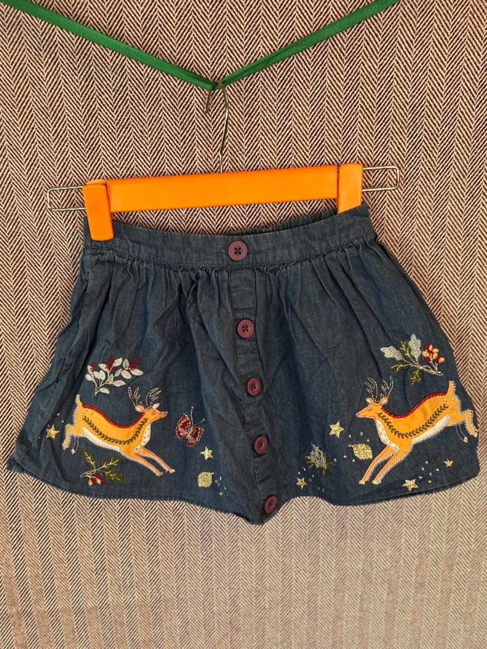 Mini Boden Embroidered Jean Skirt
